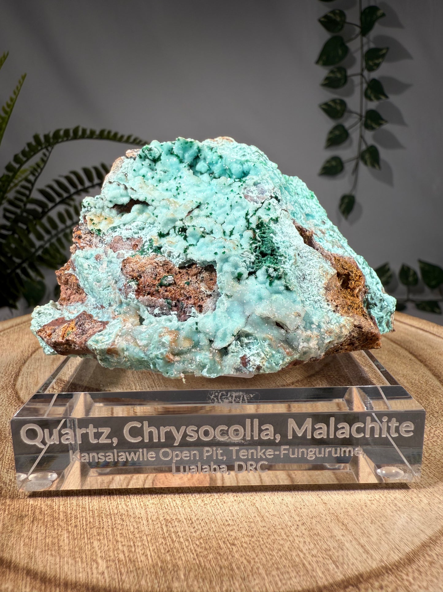 Quarz, Chrysokoll, Malachit